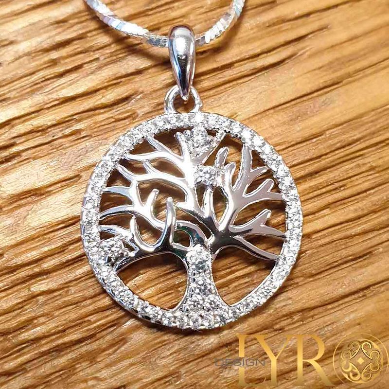 Yggdrasil sølvanheng m/ CZ