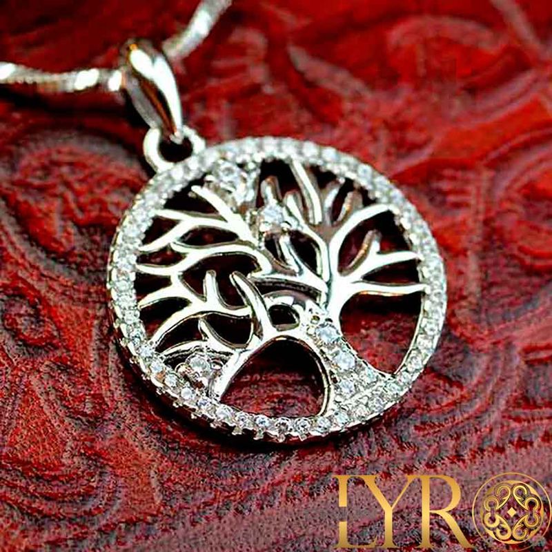 Yggdrasil sølvanheng m/ CZ