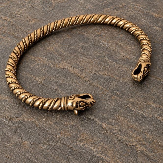 Hovedbilde Vikingarmring Ulvehoder - Bronse
